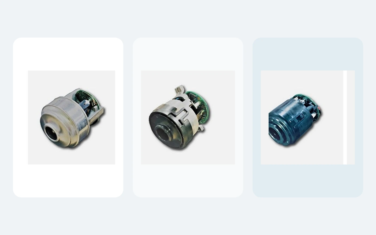 Three generations of Nidec brushless DC motors for cordless vacuum cleaners