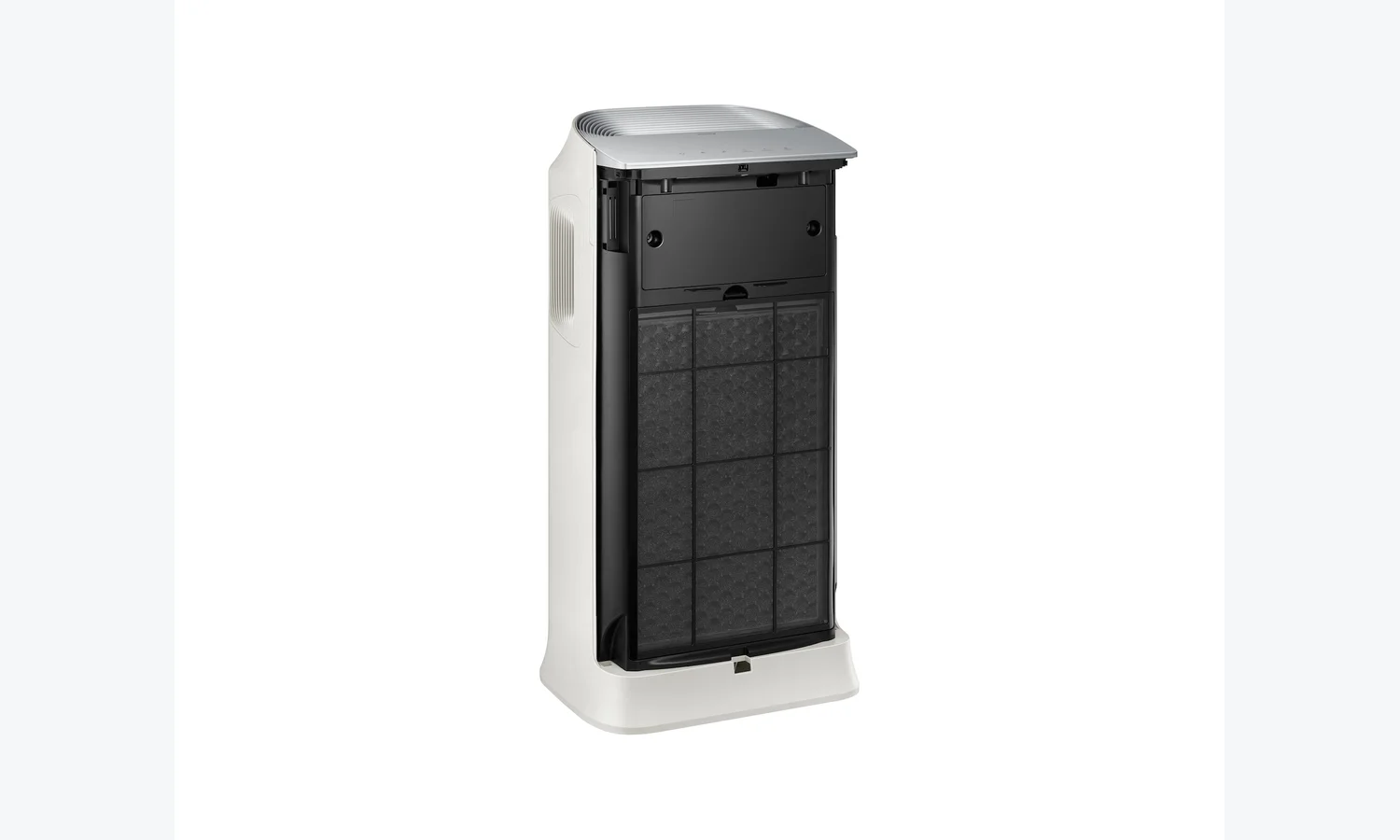 Rear filter compartment of a Samsung AX5500 air purifier shown open with the filter assembly visible