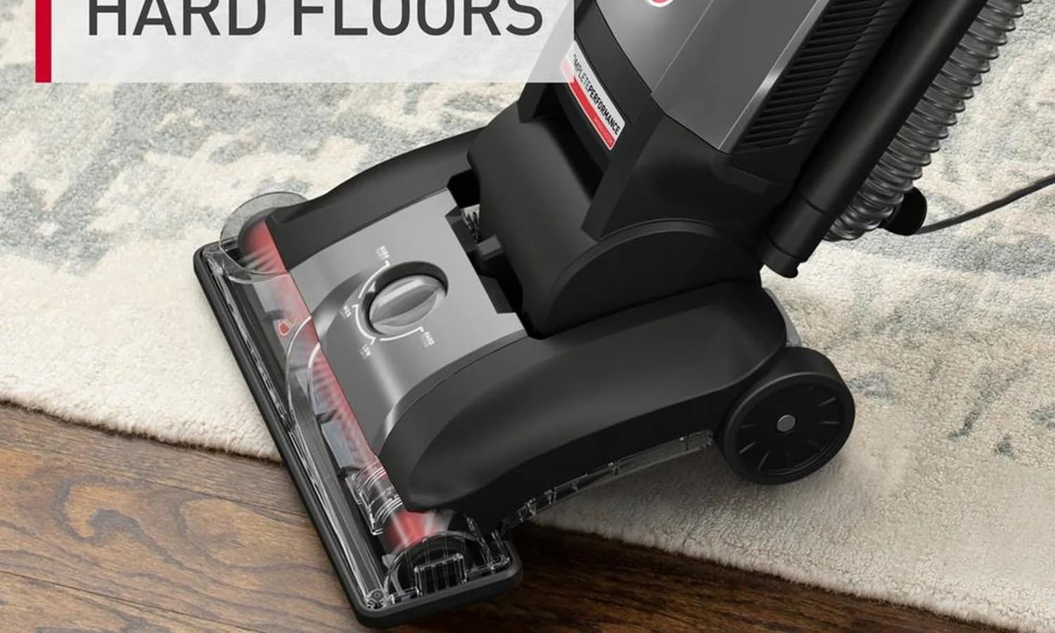 Hoover upright floor head crossing from carpet to hard flooring