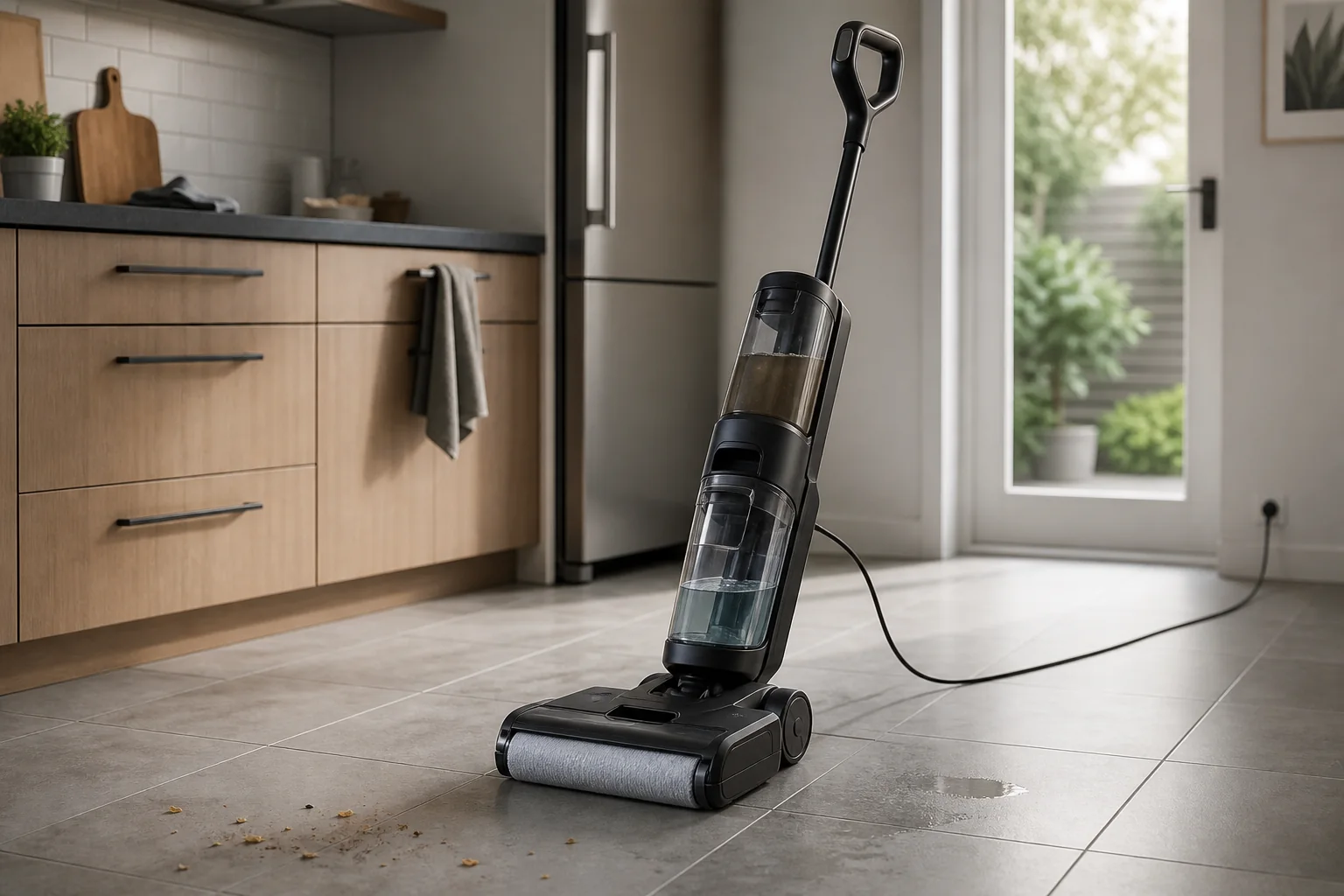 hard floor washer for a bright residential kitchen