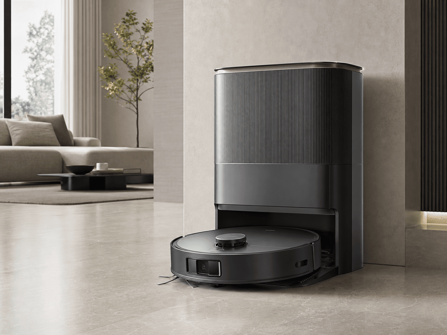 Illustrative robot vacuum with all-in-one dock