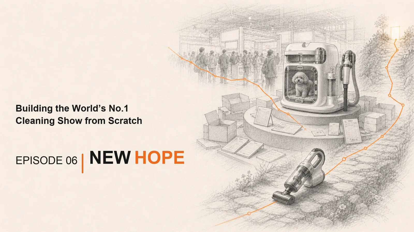 A crowded trade show and an ambitious pet-care machine give way to a simple handheld vacuum on an upward path