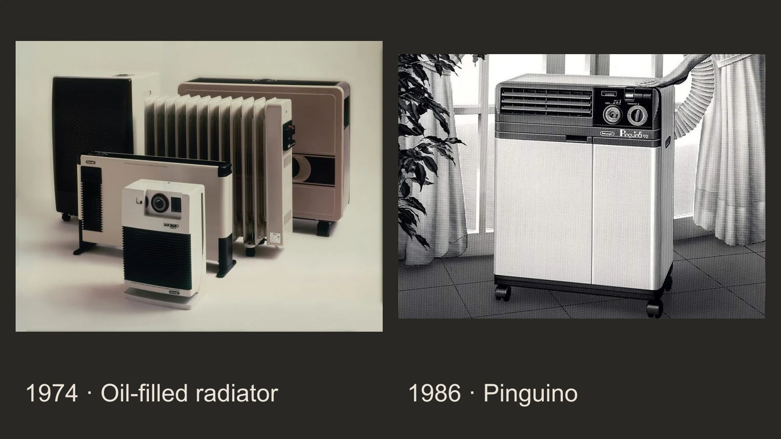 Archival De’Longhi radiators and the Pinguino portable air conditioner