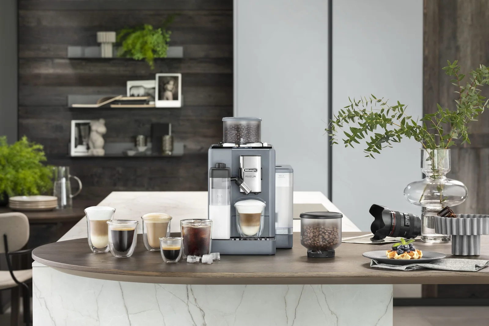 De’Longhi Rivelia automatic coffee machine in a domestic kitchen