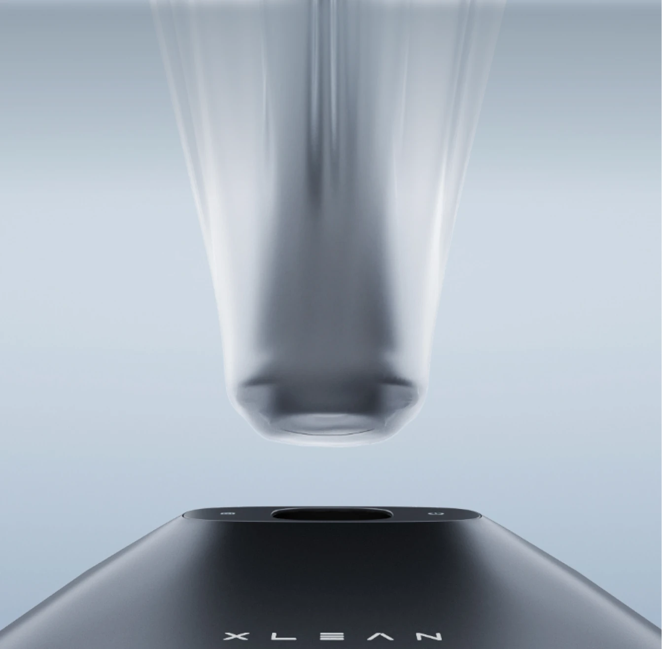 Official xLean TR1 close-up showing its handle aligned with the robot's attachment socket.