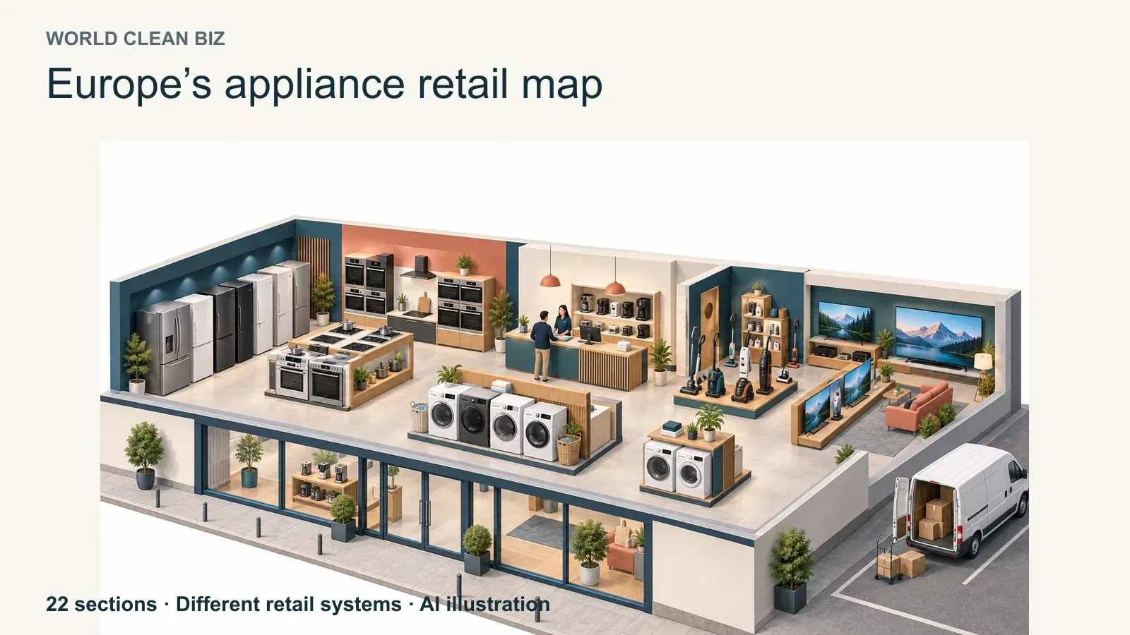 Editorial concept illustration introducing the businesses discussed; not a photograph of named stores or products.
