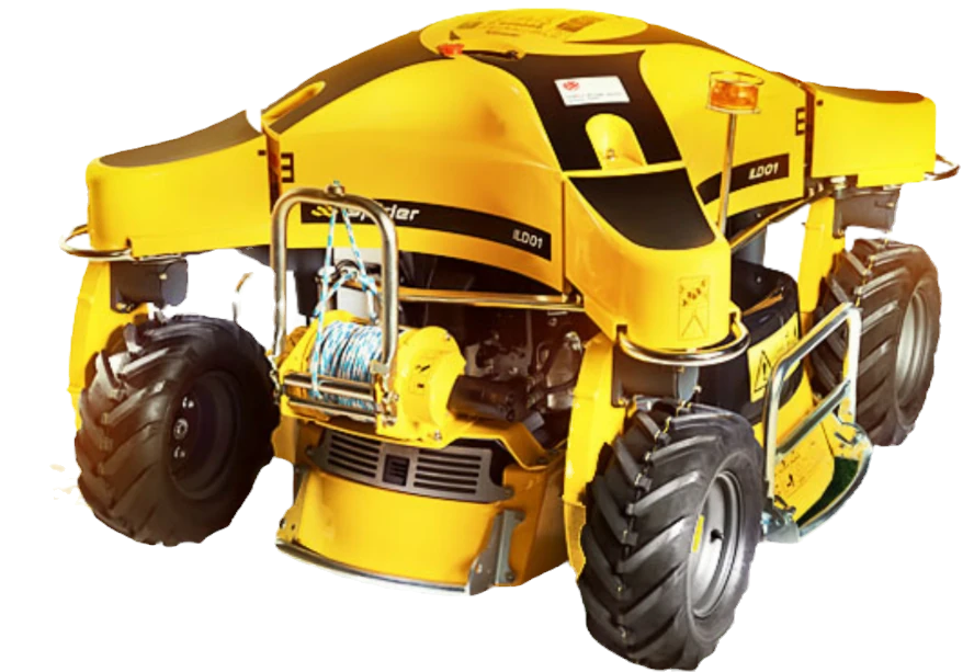 SPIDER ILD01 remote-controlled mower, shown in a current manufacturer image. The product line launched in 2004.