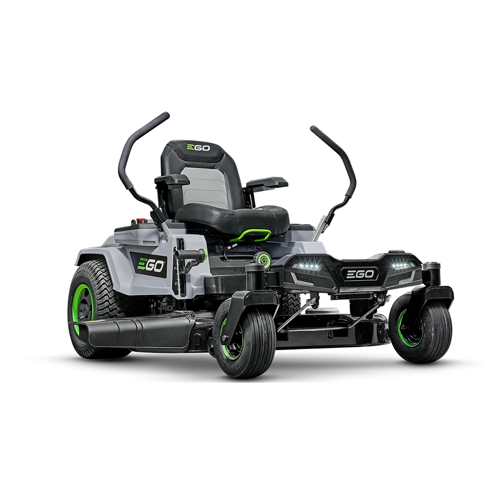 The EGO Z6 ZT4204L electric zero-turn mower uses the EGO 56V battery platform.