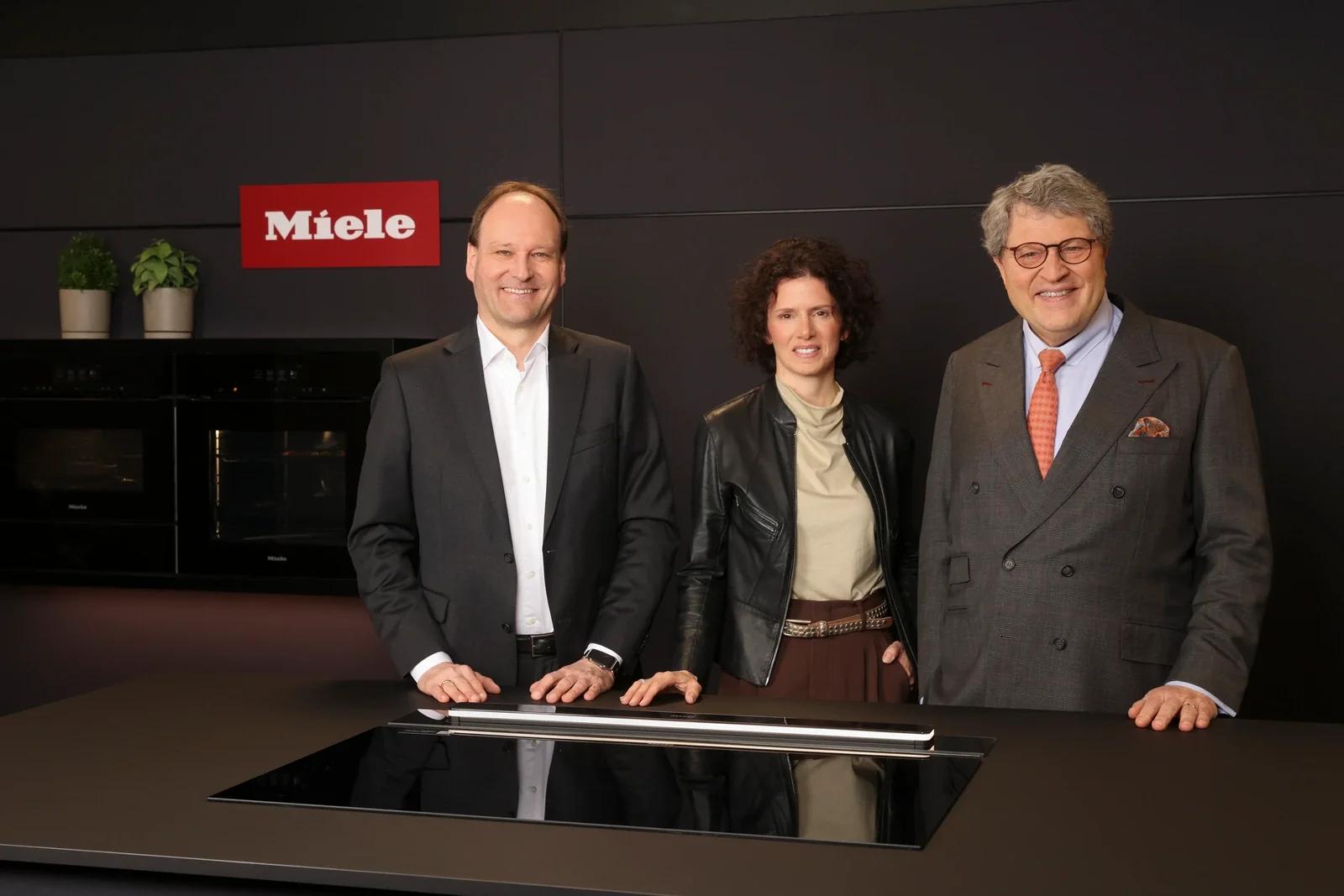Markus Miele, Rebecca Steinhage and Reinhard Zinkann at the presentation of Miele's 2025 annual results