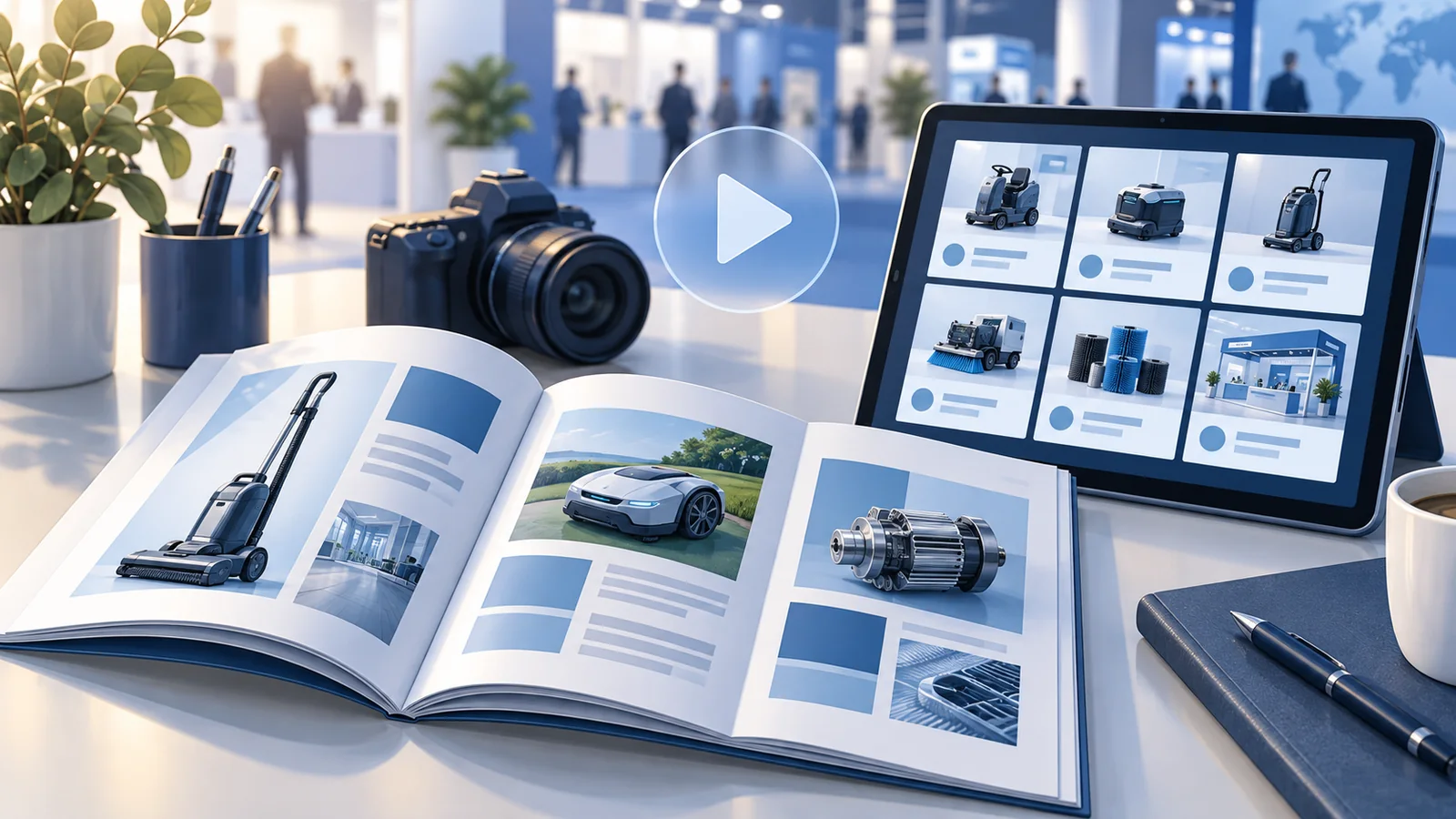 Illustration of an exhibitor catalogue and digital directory