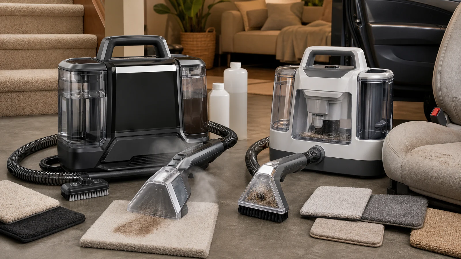 BISSELL Little Green HydroSteam vs Shark StainStriker HairPro: Heat, Stains, Pet Hair and Maintenance guide cover