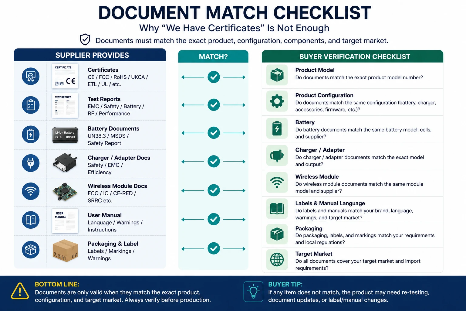 Document match checklist for cleaning appliance compliance