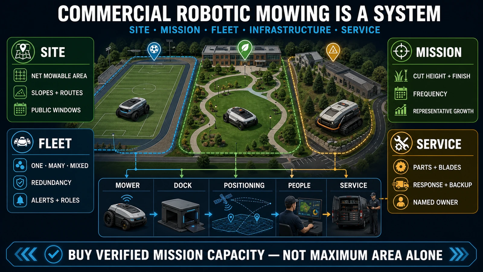 Commercial Robotic Lawn Mowers: Fleet, ROI and Site Planning