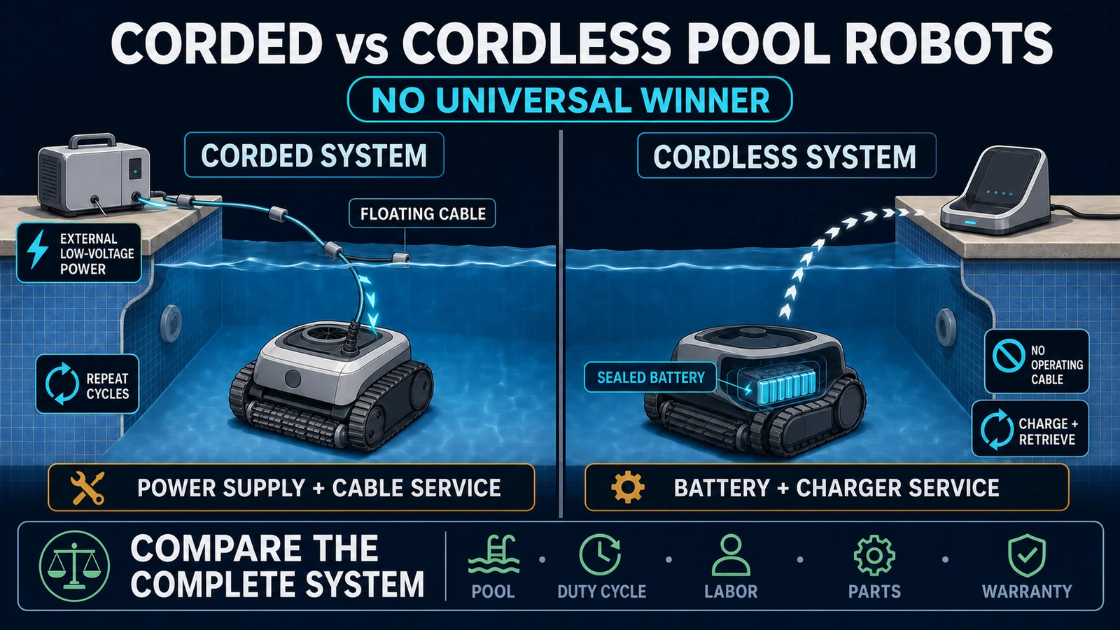 Cordless vs Corded Robotic Pool Cleaners: Performance and Service