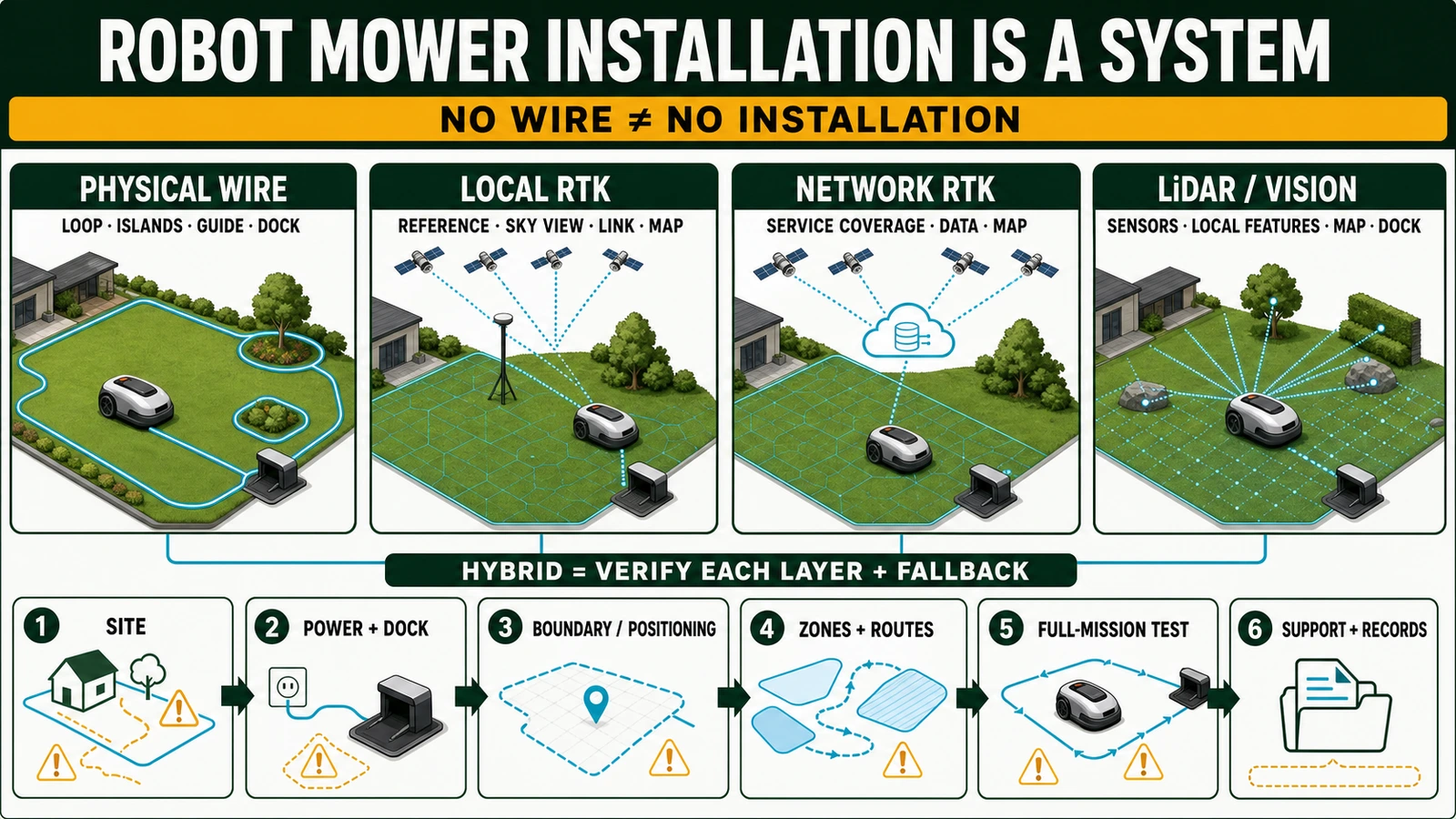 Robot Lawn Mower Installation: Boundary Wire, RTK, LiDAR and Site Commissioning Explained