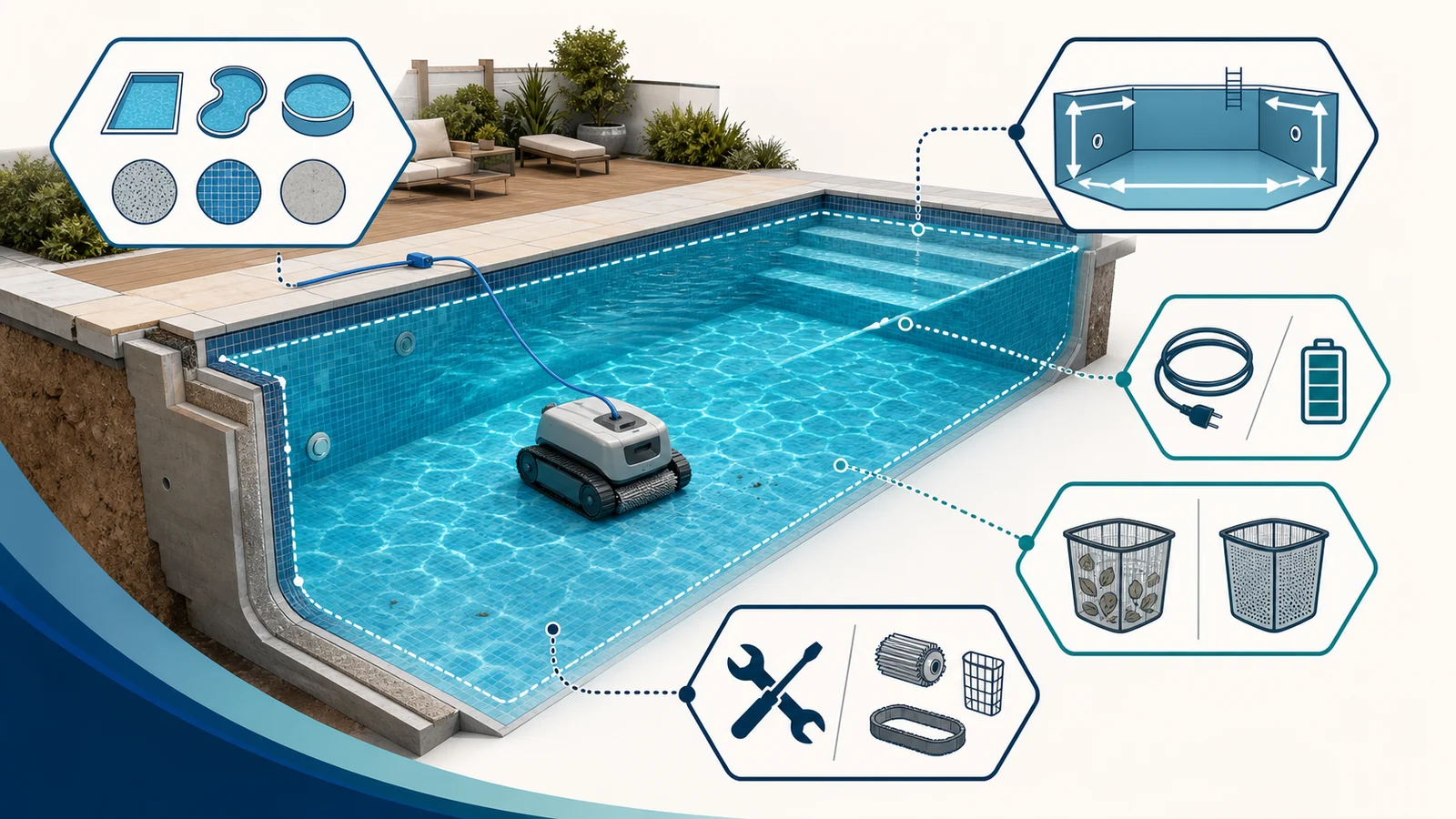 Robotic Pool Cleaner Buying Guide: Pool Type, Corded vs Cordless, Filtration, Navigation and Service guide cover