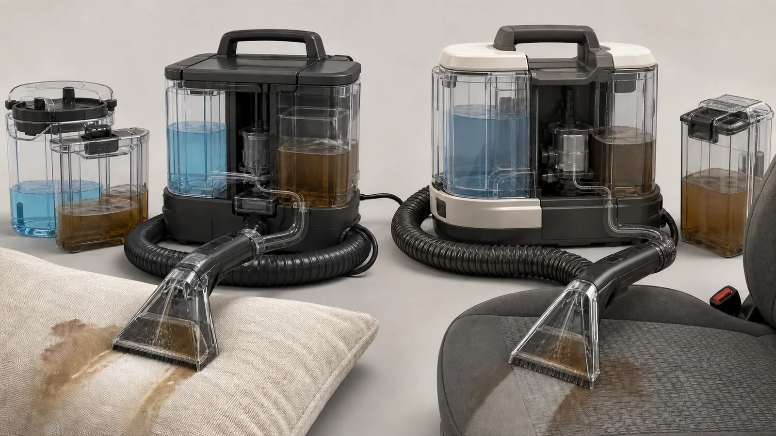 Shark StainStriker vs BISSELL Little Green: Stain Removal, Tanks, Tools and Maintenance guide cover