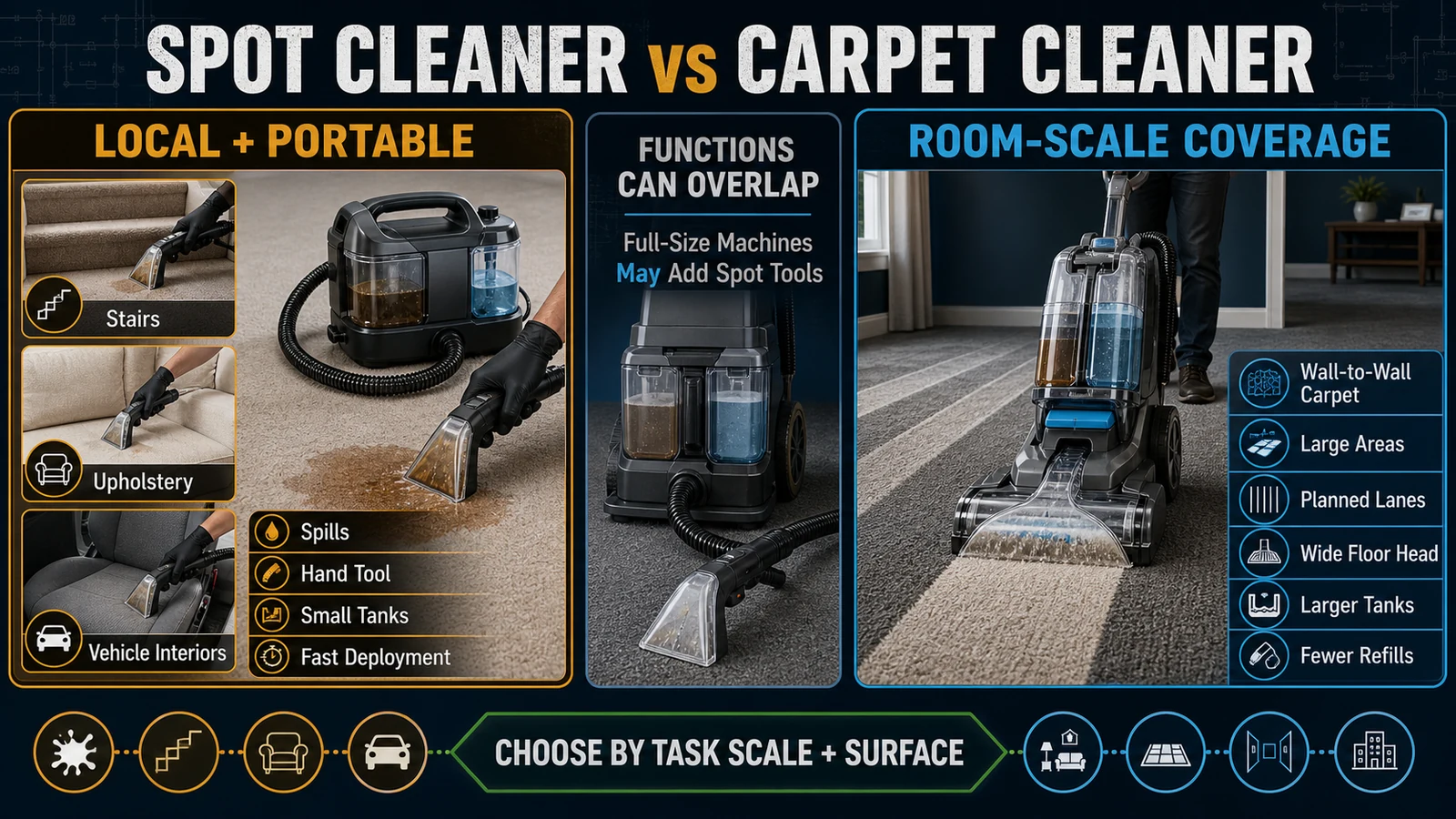 Spot Cleaner vs Carpet Cleaner: What’s the Difference and Which Machine Fits the Job?