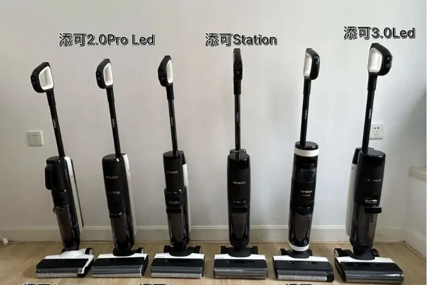 A lineup of Tineco floor washers across several product generations and price tiers