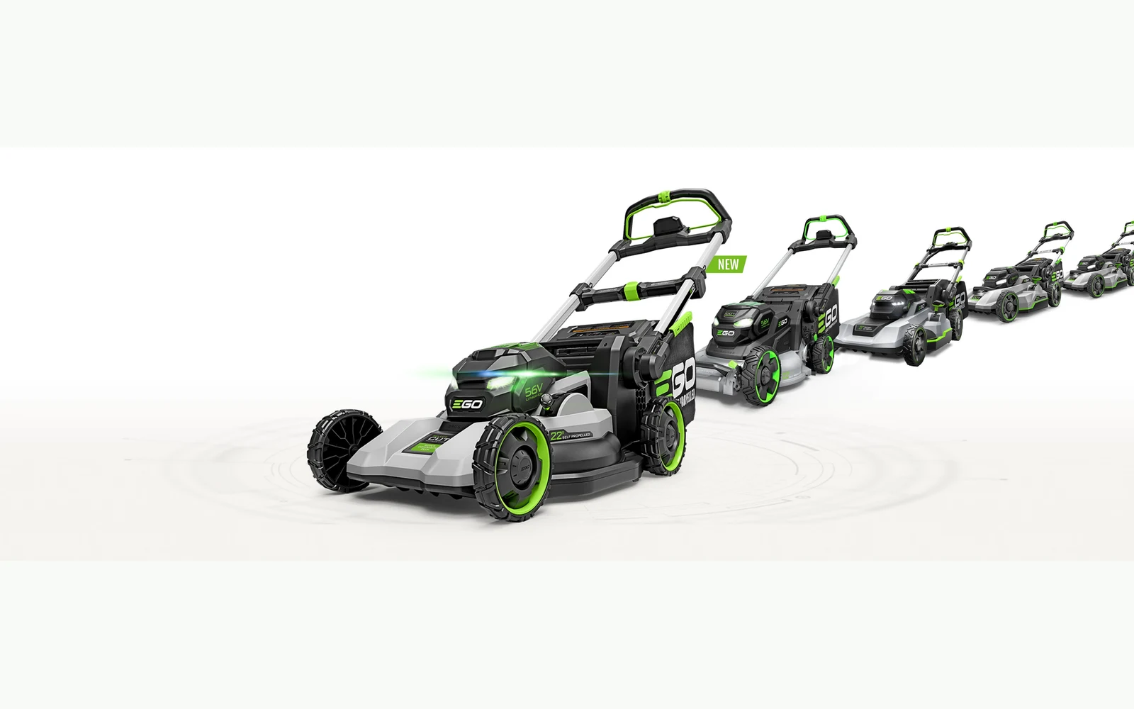 Lineup of EGO Power+ 56V cordless lawn mowers