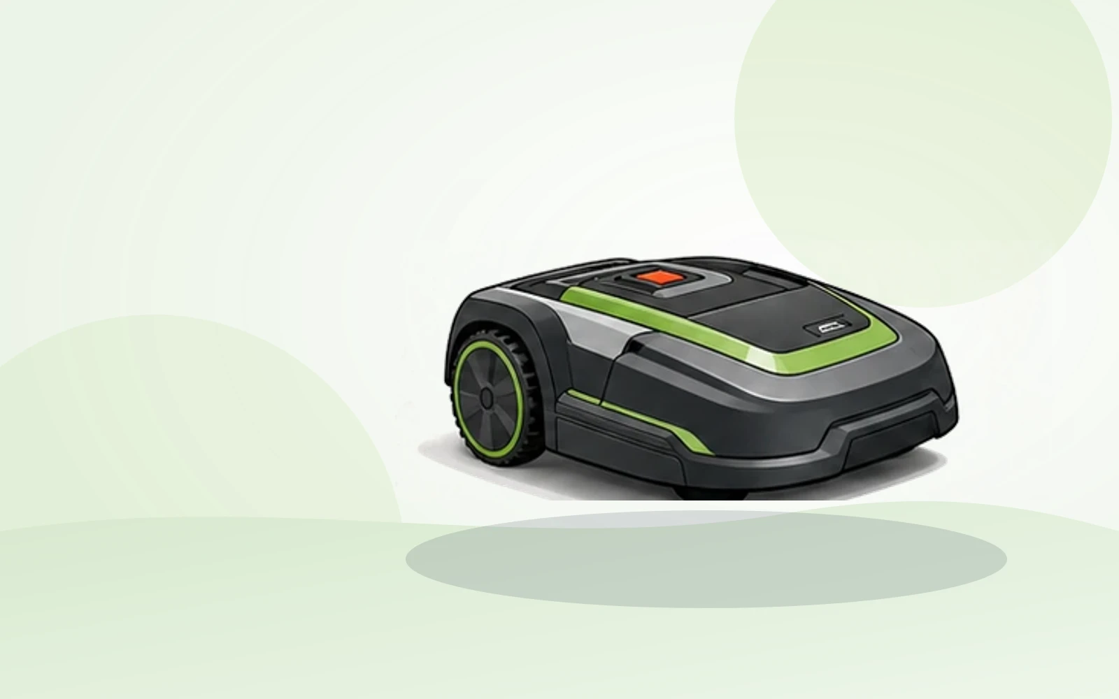 Greenworks robotic lawn mower on a light green background