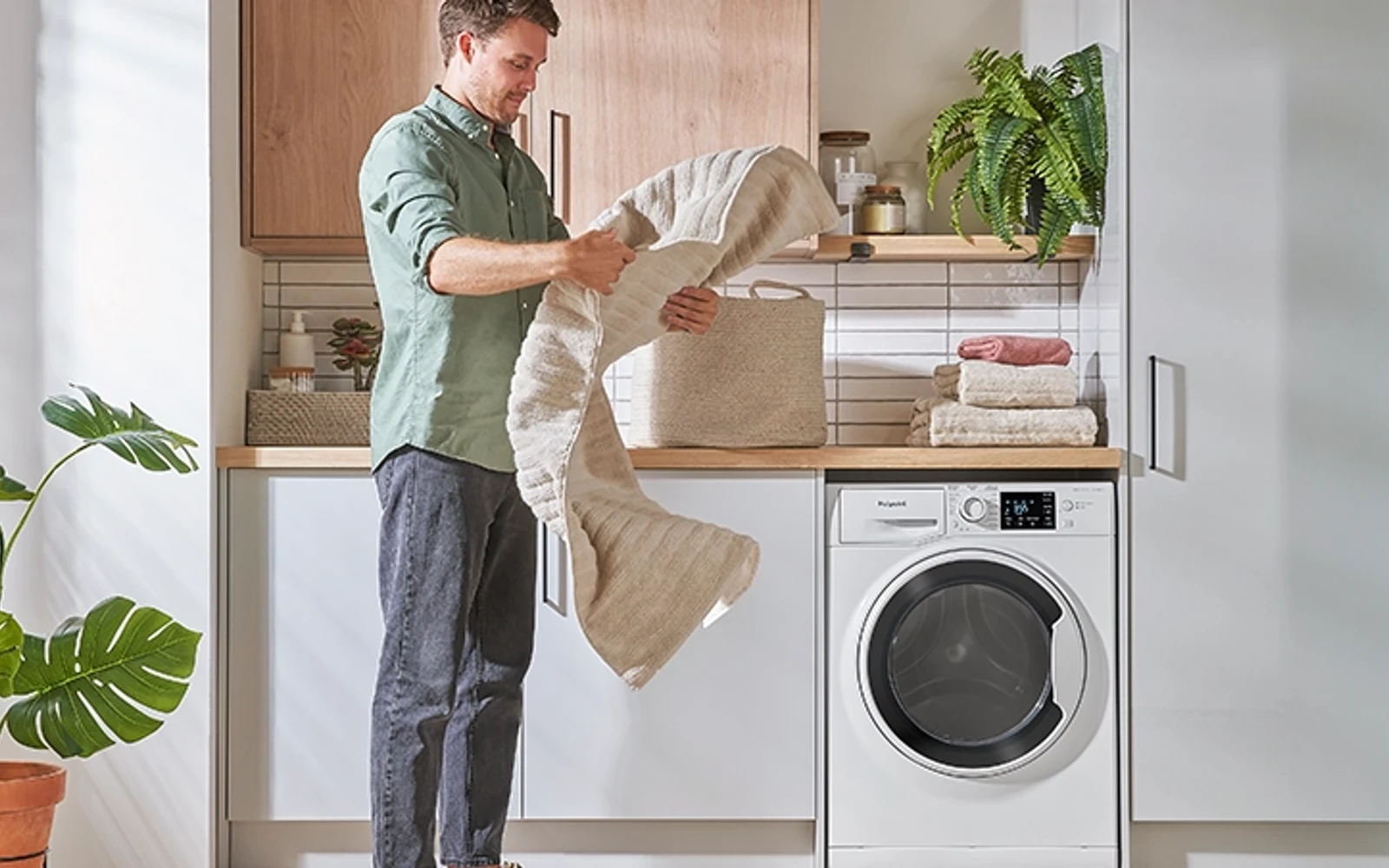 Hotpoint washing machine in a real home laundry setting
