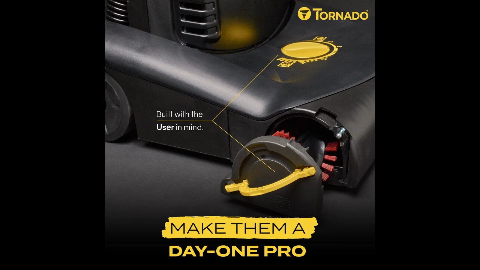 Tornado machine detail and Day-One Pro design message