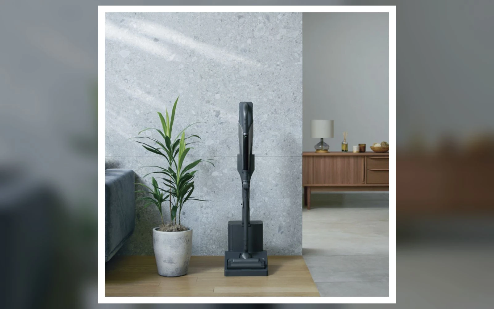 Toshiba VC-CLZ74DS cordless vacuum and dock in a home setting