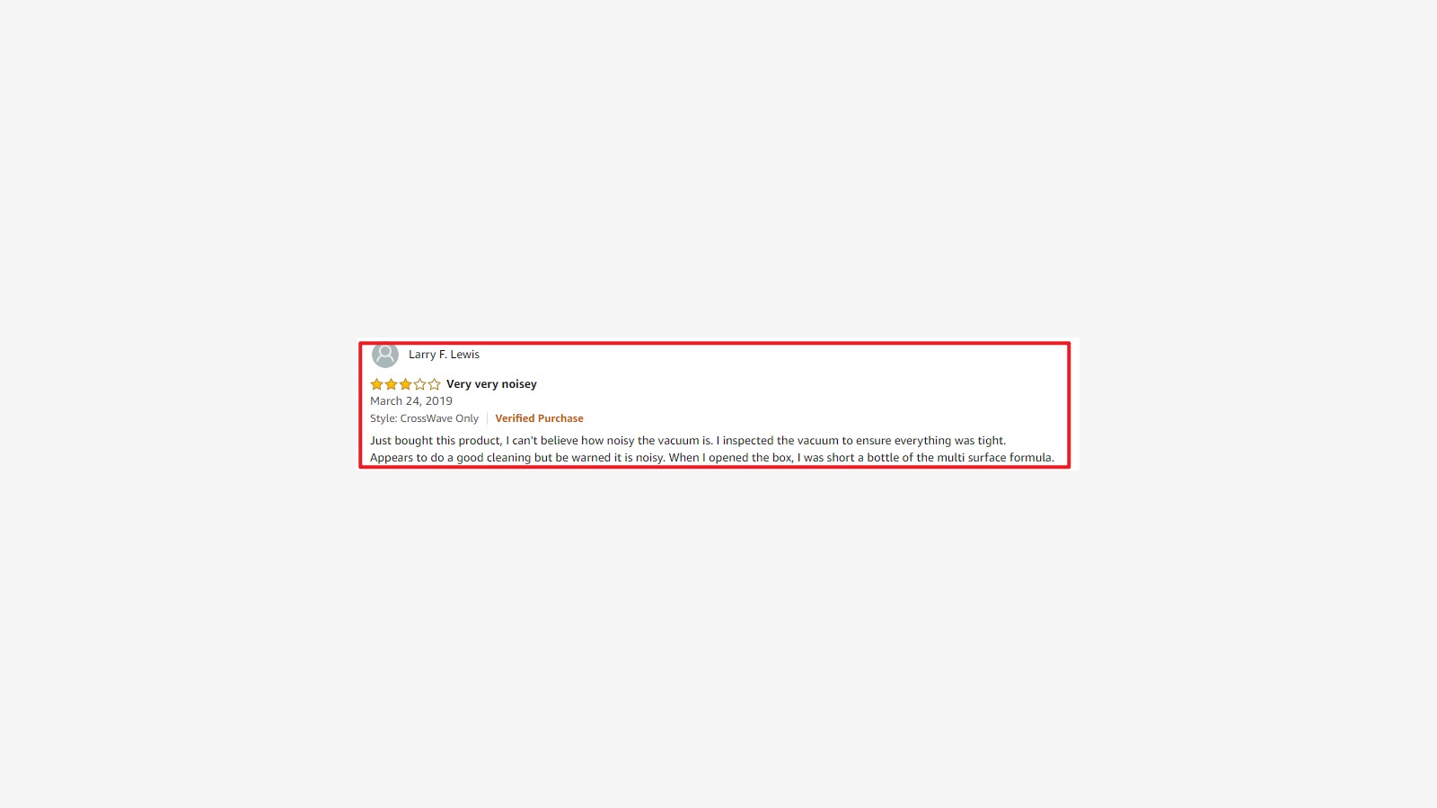 User complaint about leakage or quality issues
