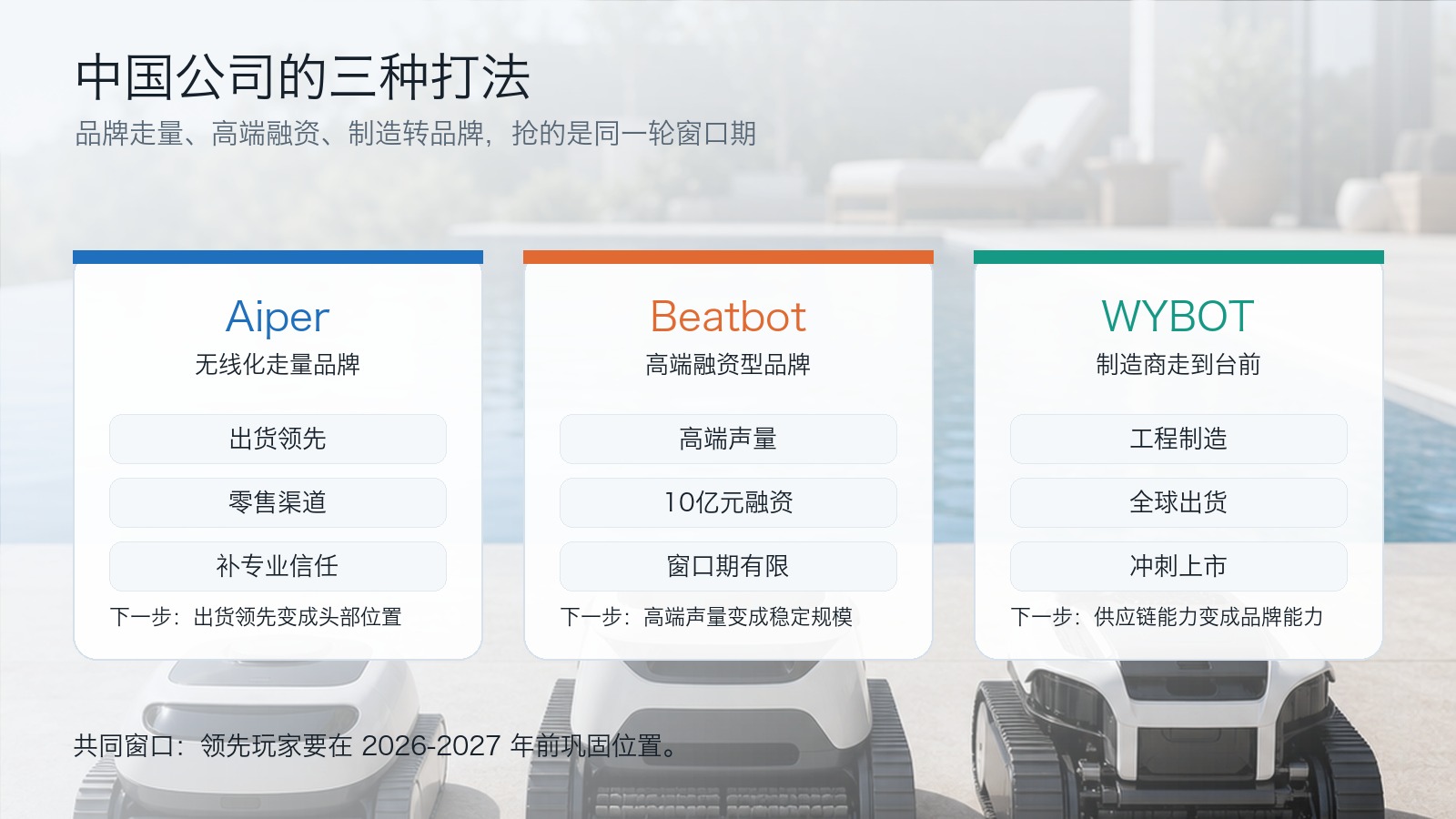 Chinese robotic pool cleaner companies are pursuing brand, premium and manufacturing-led strategies