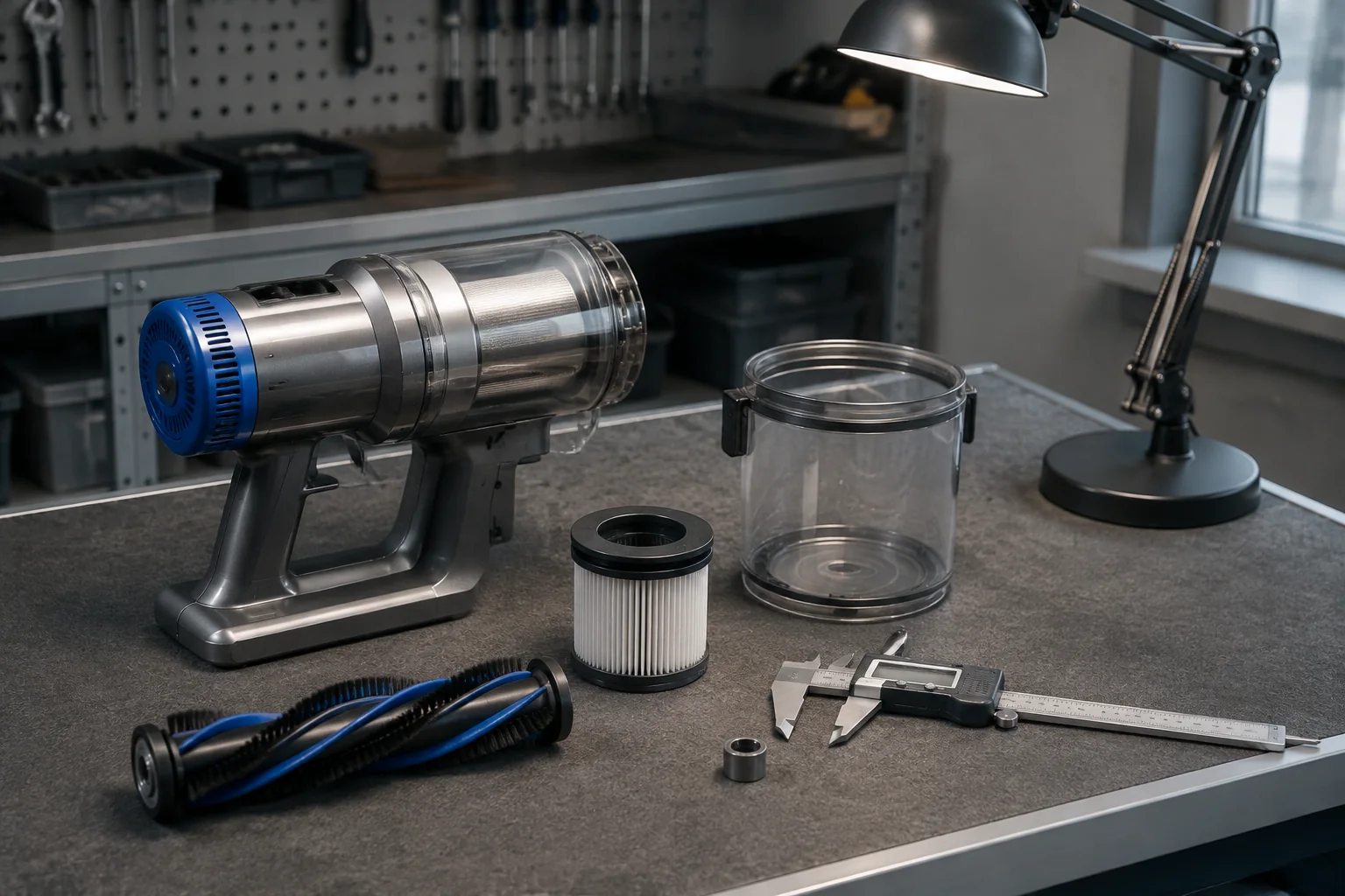 Cleaning appliance components prepared for quality inspection