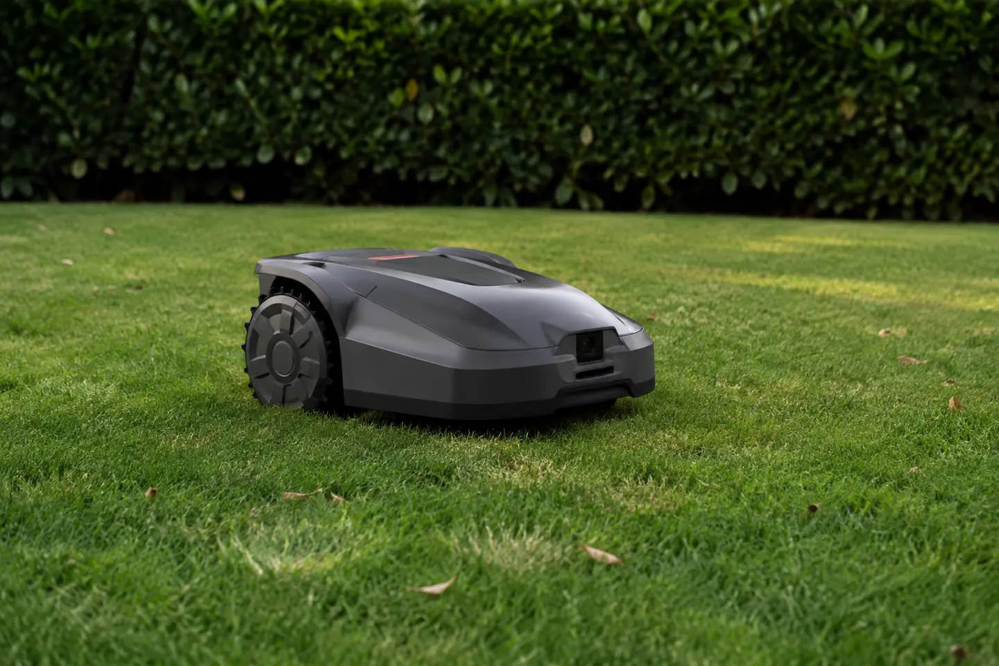 compact vision robotic lawn mower on a small residential lawn